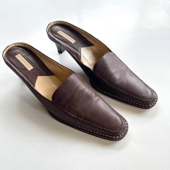 Michael Kors Made in Italy Brown Leather COMFORT WOMENS BROWN MULE/SLIDE Size 10 - Picture 1 of 6